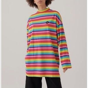 Oversized long sleeve rainbow lazy oaf top